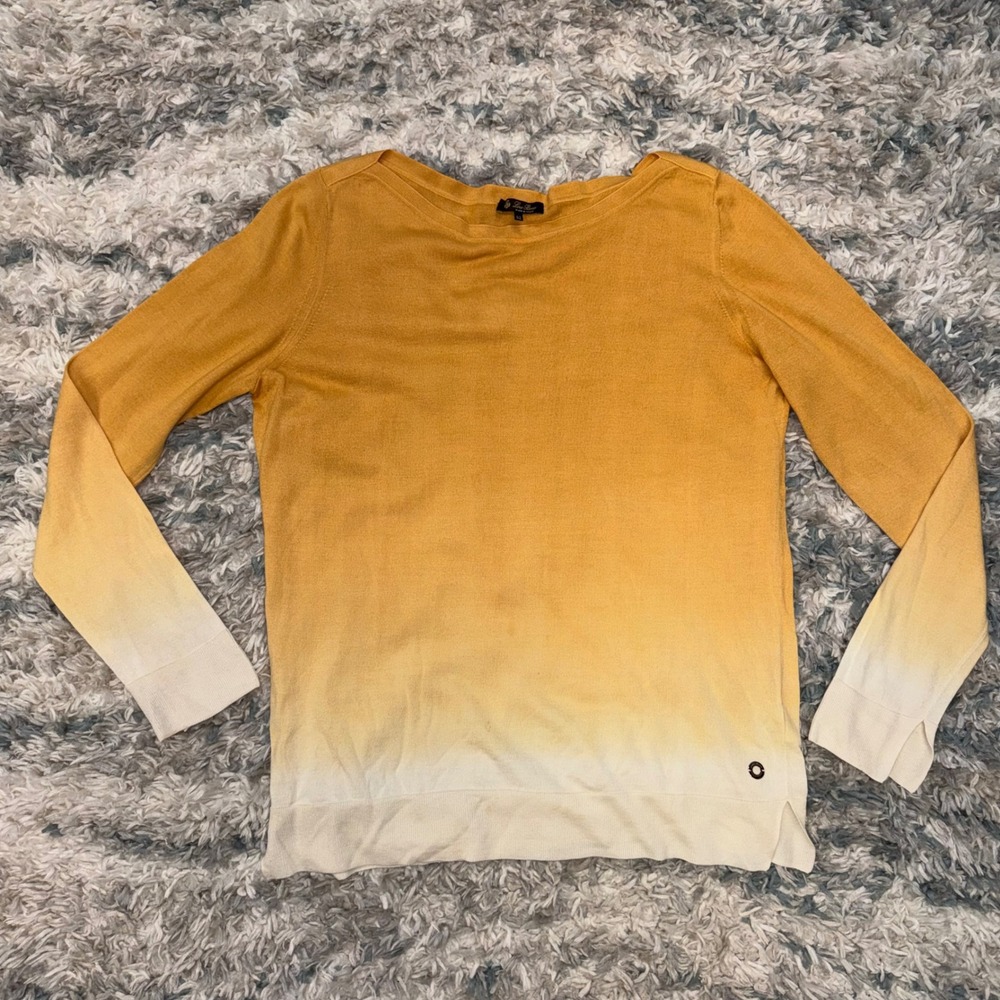 Loro Piana Yellow Ombre Silk Cotton Blend Sweater IT 52 Made in Italy